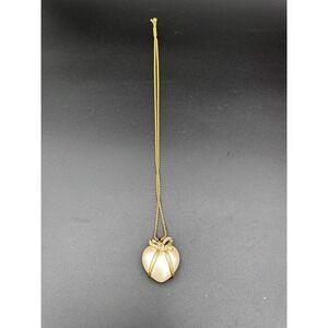 JOAN RIVERS GOLD-TONE NECKLACE FAUX PEARL RHINESTONE CAPTURED HEART PENDANT